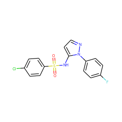 O=S(=O)(Nc1ccnn1-c1ccc(F)cc1)c1ccc(Cl)cc1 ZINC000146230118