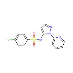 O=S(=O)(Nc1ccnn1-c1ccccn1)c1ccc(Cl)cc1 ZINC000146127297