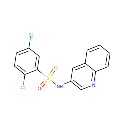 O=S(=O)(Nc1cnc2ccccc2c1)c1cc(Cl)ccc1Cl ZINC000064734963