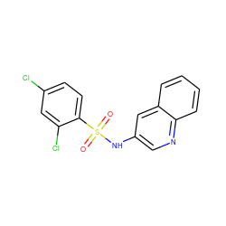 O=S(=O)(Nc1cnc2ccccc2c1)c1ccc(Cl)cc1Cl ZINC000008697868