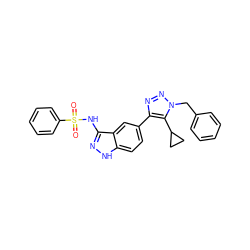 O=S(=O)(Nc1n[nH]c2ccc(-c3nnn(Cc4ccccc4)c3C3CC3)cc12)c1ccccc1 ZINC000146563063