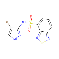 O=S(=O)(Nc1n[nH]cc1Br)c1cccc2nsnc12 ZINC000005985622