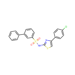 O=S(=O)(Nc1nc(-c2ccc(Cl)cc2)cs1)c1cccc(-c2ccccc2)c1 ZINC000103299448