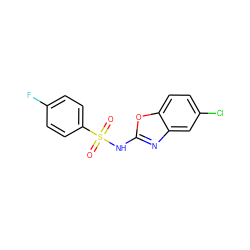 O=S(=O)(Nc1nc2cc(Cl)ccc2o1)c1ccc(F)cc1 ZINC000036241887