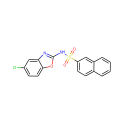 O=S(=O)(Nc1nc2cc(Cl)ccc2o1)c1ccc2ccccc2c1 ZINC000034804173