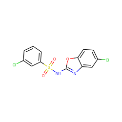 O=S(=O)(Nc1nc2cc(Cl)ccc2o1)c1cccc(Cl)c1 ZINC000036241909