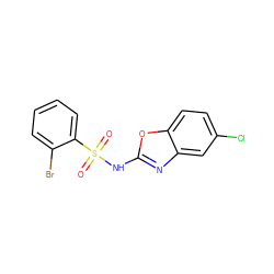 O=S(=O)(Nc1nc2cc(Cl)ccc2o1)c1ccccc1Br ZINC000036241893