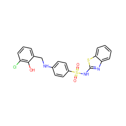 O=S(=O)(Nc1nc2ccccc2s1)c1ccc(NCc2cccc(Cl)c2O)cc1 ZINC000103266578