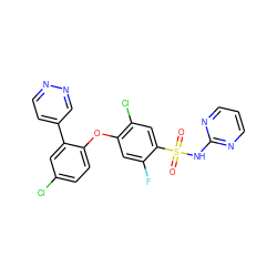 O=S(=O)(Nc1ncccn1)c1cc(Cl)c(Oc2ccc(Cl)cc2-c2ccnnc2)cc1F ZINC000095583774