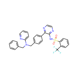 O=S(=O)(Nc1nccnc1-c1ccc(CN(Cc2ccccc2)c2ccccn2)cc1)c1ccccc1C(F)(F)F ZINC000137238677