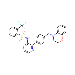 O=S(=O)(Nc1nccnc1-c1ccc(CN2CCOc3ccccc32)cc1)c1ccccc1C(F)(F)F ZINC000137226075