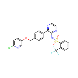 O=S(=O)(Nc1nccnc1-c1ccc(COc2ccc(Cl)nc2)cc1)c1ccccc1C(F)(F)F ZINC000118908816