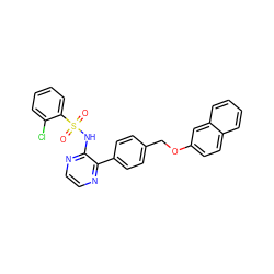 O=S(=O)(Nc1nccnc1-c1ccc(COc2ccc3ccccc3c2)cc1)c1ccccc1Cl ZINC000118911186