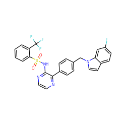 O=S(=O)(Nc1nccnc1-c1ccc(Cn2ccc3ccc(F)cc32)cc1)c1ccccc1C(F)(F)F ZINC000118911340