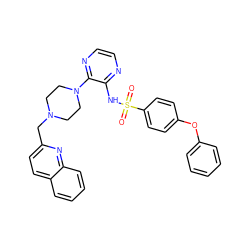 O=S(=O)(Nc1nccnc1N1CCN(Cc2ccc3ccccc3n2)CC1)c1ccc(Oc2ccccc2)cc1 ZINC000118906169