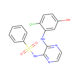 O=S(=O)(Nc1nccnc1Nc1cc(O)ccc1Cl)c1ccccc1 ZINC000299825130