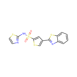 O=S(=O)(Nc1nccs1)c1cc(-c2nc3ccccc3s2)cs1 ZINC000035826161