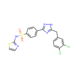 O=S(=O)(Nc1nccs1)c1ccc(-c2n[nH]c(Cc3ccc(Cl)c(Cl)c3)n2)cc1 ZINC000034883905