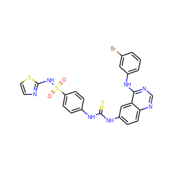 O=S(=O)(Nc1nccs1)c1ccc(NC(=S)Nc2ccc3ncnc(Nc4cccc(Br)c4)c3c2)cc1 ZINC001772645944