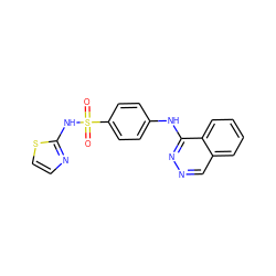 O=S(=O)(Nc1nccs1)c1ccc(Nc2nncc3ccccc23)cc1 ZINC001772592218