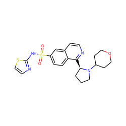 O=S(=O)(Nc1nccs1)c1ccc2c([C@@H]3CCCN3C3CCOCC3)nccc2c1 ZINC000225059178