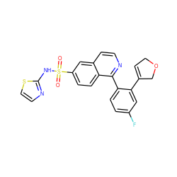 O=S(=O)(Nc1nccs1)c1ccc2c(-c3ccc(F)cc3C3=CCOC3)nccc2c1 ZINC000206089849