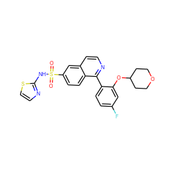 O=S(=O)(Nc1nccs1)c1ccc2c(-c3ccc(F)cc3OC3CCOCC3)nccc2c1 ZINC000225121757