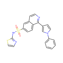 O=S(=O)(Nc1nccs1)c1ccc2c(-c3ccn(-c4ccccc4)c3)nccc2c1 ZINC000225076890