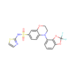 O=S(=O)(Nc1nccs1)c1ccc2c(c1)OCCN2c1cccc2c1OC(F)(F)O2 ZINC000220220118