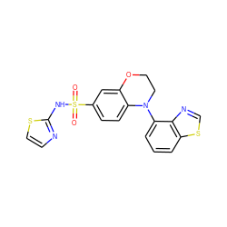 O=S(=O)(Nc1nccs1)c1ccc2c(c1)OCCN2c1cccc2scnc12 ZINC000205727513