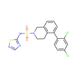 O=S(=O)(Nc1ncns1)N1CCc2c(cccc2-c2ccc(Cl)cc2Cl)C1 ZINC000147493578