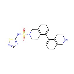 O=S(=O)(Nc1ncns1)N1CCc2c(cccc2-c2cccc3c2CCNC3)C1 ZINC000204927736