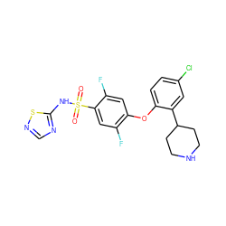 O=S(=O)(Nc1ncns1)c1cc(F)c(Oc2ccc(Cl)cc2C2CCNCC2)cc1F ZINC000095582239