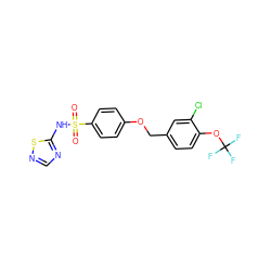 O=S(=O)(Nc1ncns1)c1ccc(OCc2ccc(OC(F)(F)F)c(Cl)c2)cc1 ZINC001501054823