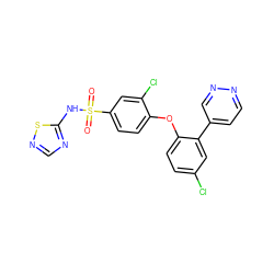 O=S(=O)(Nc1ncns1)c1ccc(Oc2ccc(Cl)cc2-c2ccnnc2)c(Cl)c1 ZINC000095581153