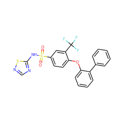 O=S(=O)(Nc1ncns1)c1ccc(Oc2ccccc2-c2ccccc2)c(C(F)(F)F)c1 ZINC000095584174