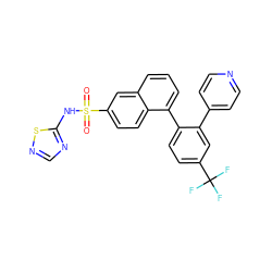 O=S(=O)(Nc1ncns1)c1ccc2c(-c3ccc(C(F)(F)F)cc3-c3ccncc3)cccc2c1 ZINC000206110510