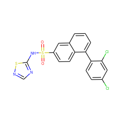 O=S(=O)(Nc1ncns1)c1ccc2c(-c3ccc(Cl)cc3Cl)cccc2c1 ZINC000225102853