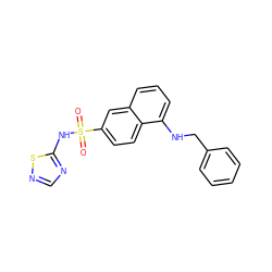 O=S(=O)(Nc1ncns1)c1ccc2c(NCc3ccccc3)cccc2c1 ZINC000206159565