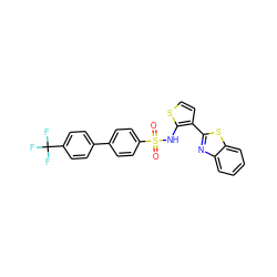 O=S(=O)(Nc1sccc1-c1nc2ccccc2s1)c1ccc(-c2ccc(C(F)(F)F)cc2)cc1 ZINC000043010888