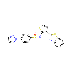 O=S(=O)(Nc1sccc1-c1nc2ccccc2s1)c1ccc(-n2cccn2)cc1 ZINC000043024535