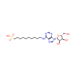 O=S(=O)(O)CCCCCCCCCCNc1ncnc2c1ncn2[C@@H]1O[C@H](CO)[C@@H](O)[C@H]1O ZINC000003944311