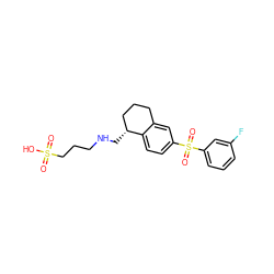 O=S(=O)(O)CCCNC[C@@H]1CCCc2cc(S(=O)(=O)c3cccc(F)c3)ccc21 ZINC000049050696