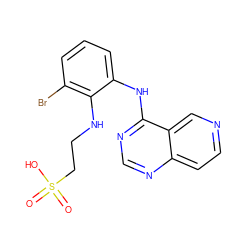 O=S(=O)(O)CCNc1c(Br)cccc1Nc1ncnc2ccncc12 ZINC000029133629