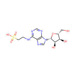 O=S(=O)(O)CCNc1ncnc2c1ncn2[C@@H]1O[C@H](CO)[C@@H](O)[C@H]1O ZINC000038911393