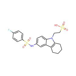 O=S(=O)(O)CCn1c2c(c3cc(NS(=O)(=O)c4ccc(F)cc4)ccc31)CCCC2 ZINC000028338284