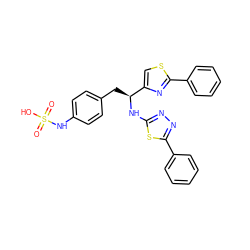 O=S(=O)(O)Nc1ccc(C[C@H](Nc2nnc(-c3ccccc3)s2)c2csc(-c3ccccc3)n2)cc1 ZINC000113897875