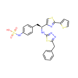 O=S(=O)(O)Nc1ccc(C[C@H](Nc2nnc(Cc3ccccc3)s2)c2csc(-c3cccs3)n2)cc1 ZINC000113898189