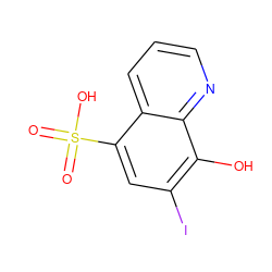 O=S(=O)(O)c1cc(I)c(O)c2ncccc12 ZINC000019336232