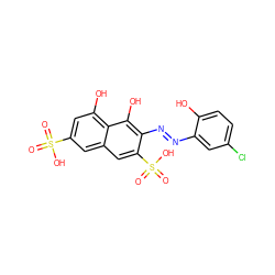 O=S(=O)(O)c1cc(O)c2c(O)c(N=Nc3cc(Cl)ccc3O)c(S(=O)(=O)O)cc2c1 ZINC000242543483